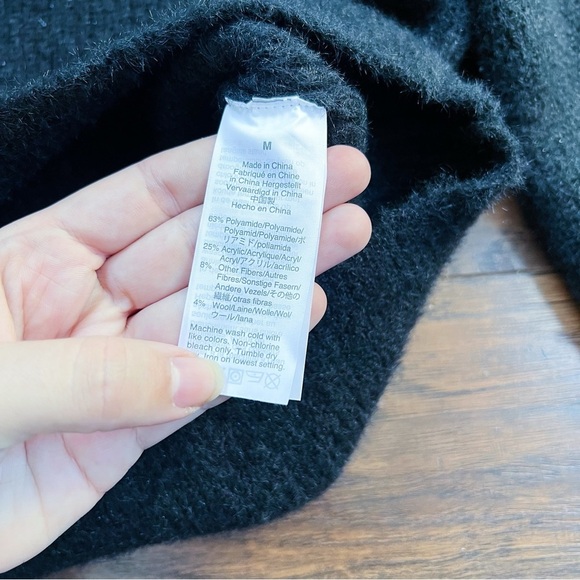 Madewell • Eaton Puff-Sleeve Pullover Sweater black sparkly fuzzy cropped - Picture 9 of 12